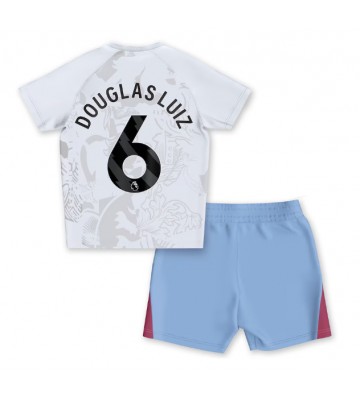 Aston Villa Douglas Luiz #6 Segunda Equipación Niños 2023-24 Manga Corta (+ Pantalones cortos)